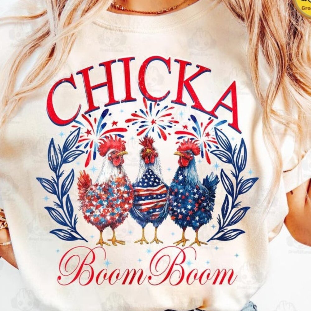 Funny Chicken 4th Of July Shirt, Chicka Boom Boom Shirt